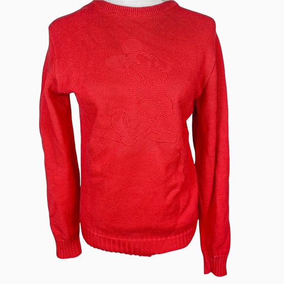 Mickey & Co Sweatshirt Sweater Vintage Crewneck Embroidered Red Disney - Picture 4 of 9